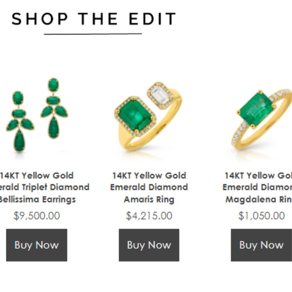 NWT Anne Sisteron Emerald and Diamond Amaris Ring in 14KT Yellow Gold - Sz 7